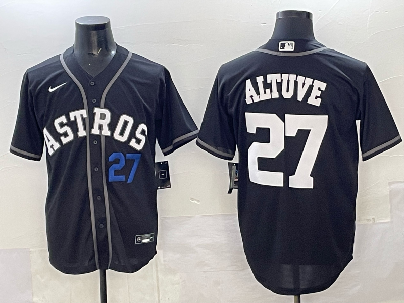 Men Houston Astros #27 Altuve Black Nike 2025 MLB Jersey 005